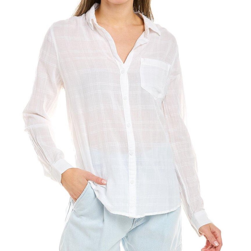 Beach lunch lounge white gauzy button up